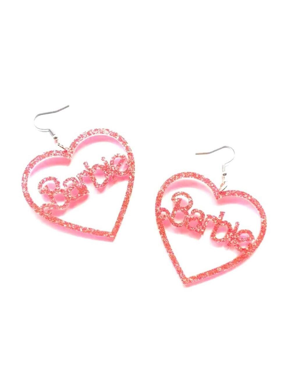 Pink Barbie Heart Earrings